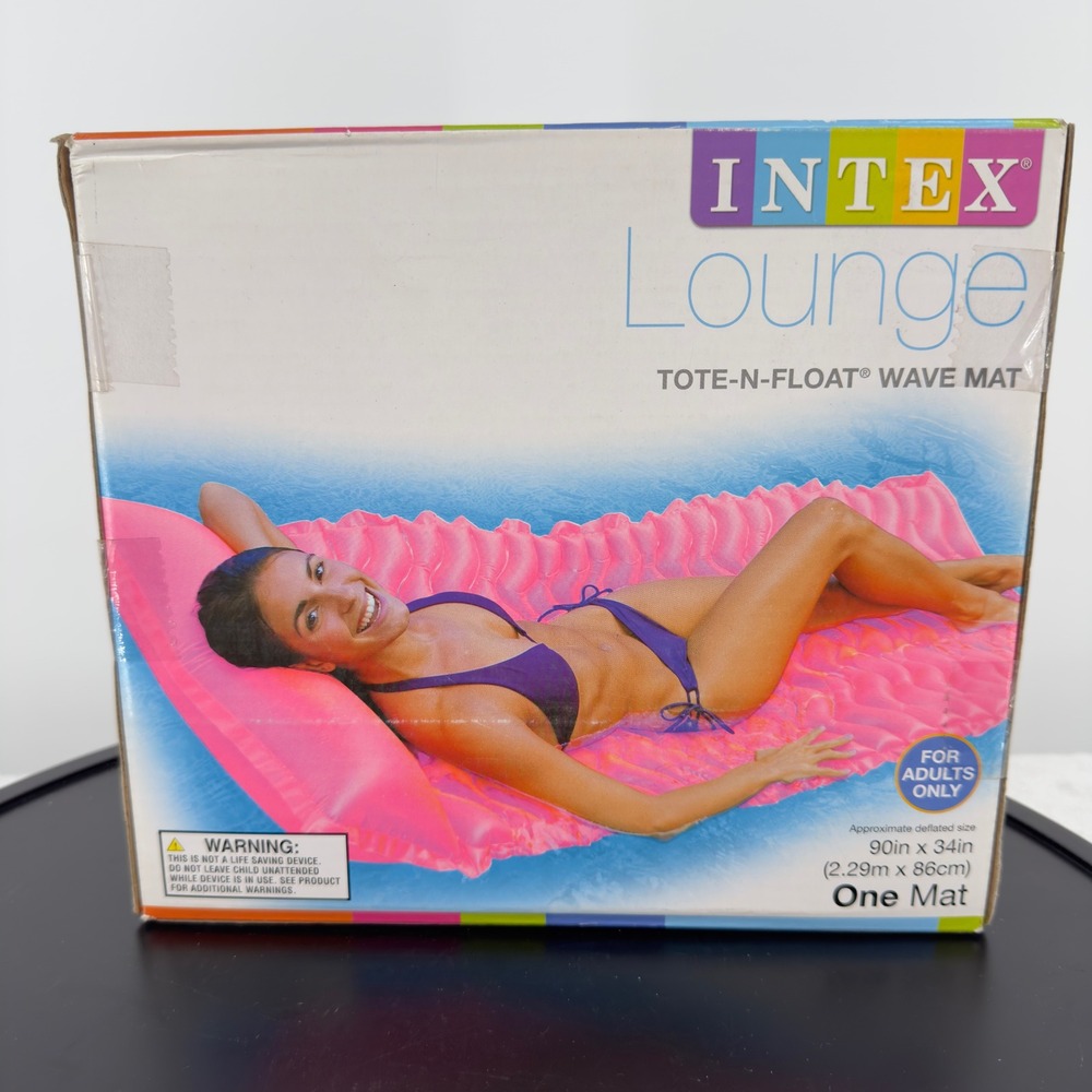 Intex Lounge Tote-N-Float Wave Mat Inflatable Pool Float Pink 90x34 Adult Mat